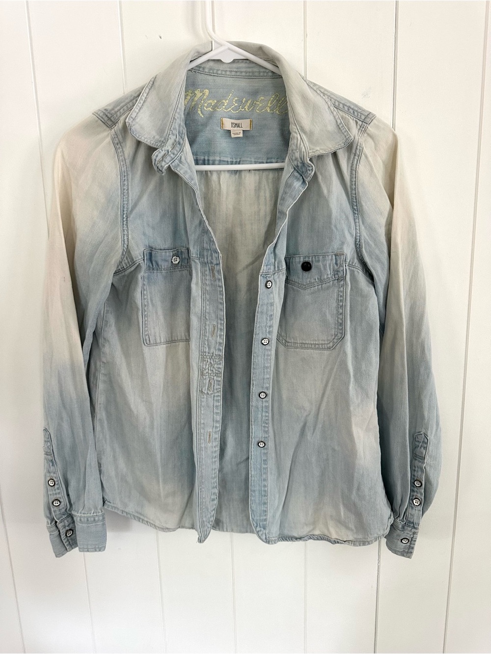 Madewell Light Blue Ombre Cotton Denim Button Down Shirt